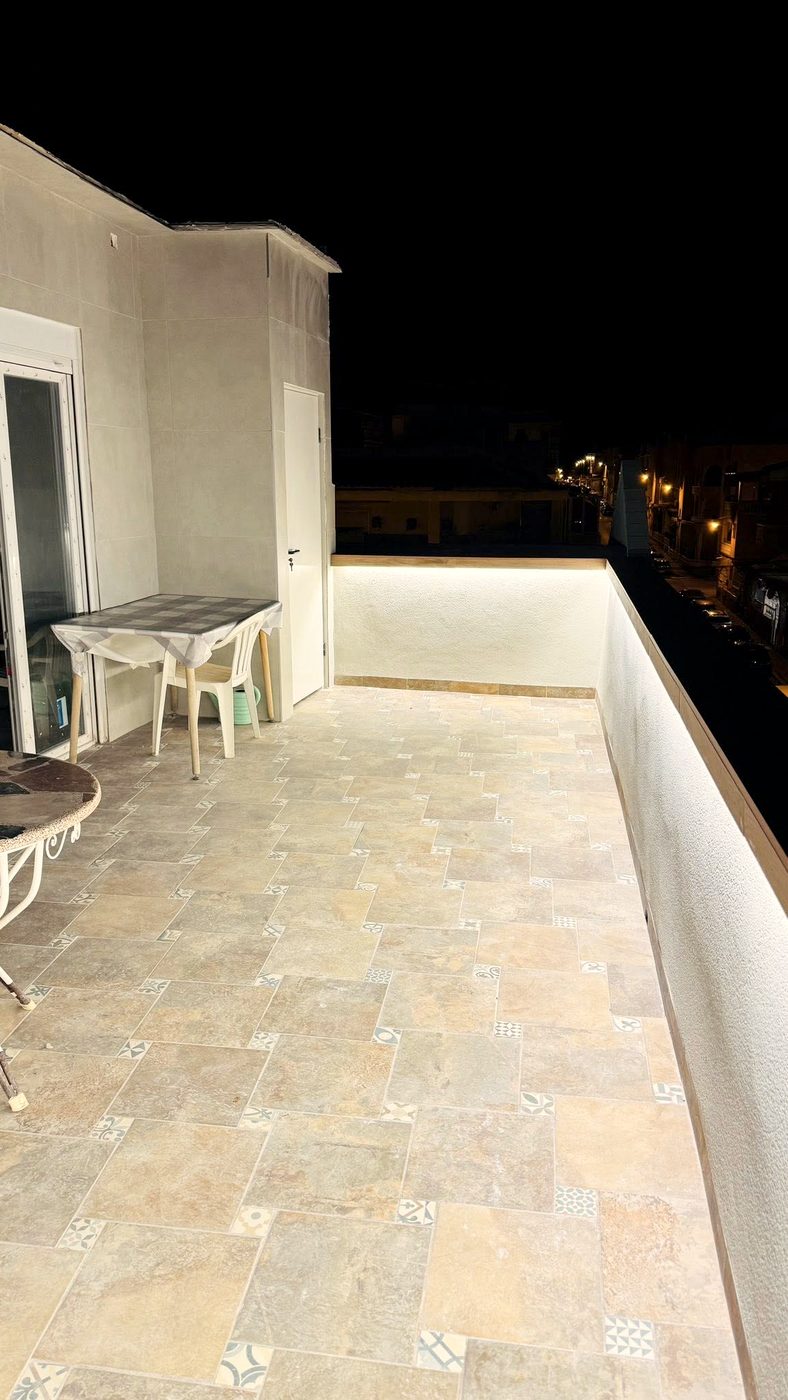 Terrace with LED lighting at night